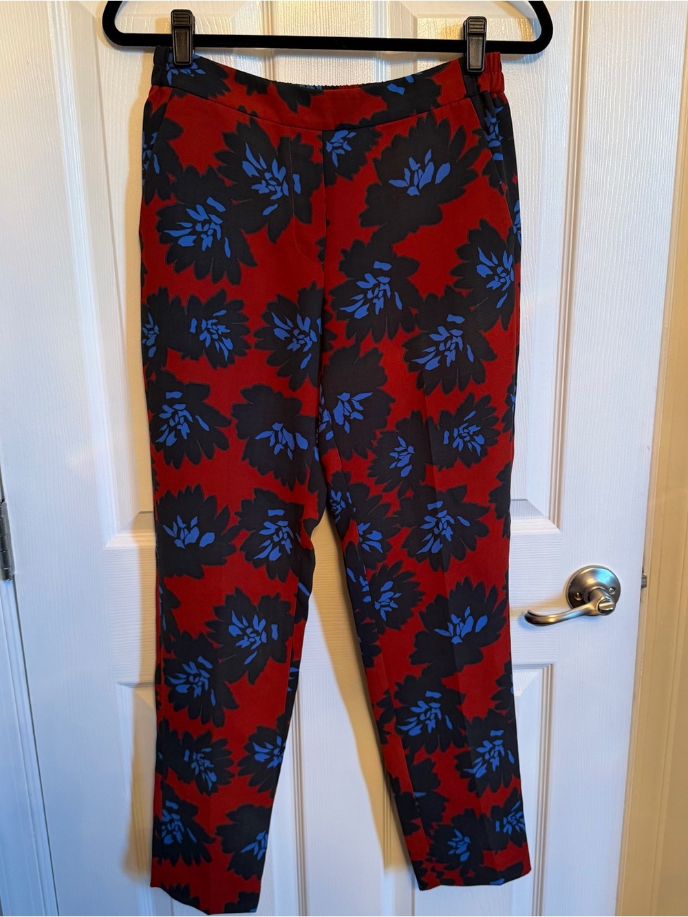J. Crew Floral Print Red Slim Trousers